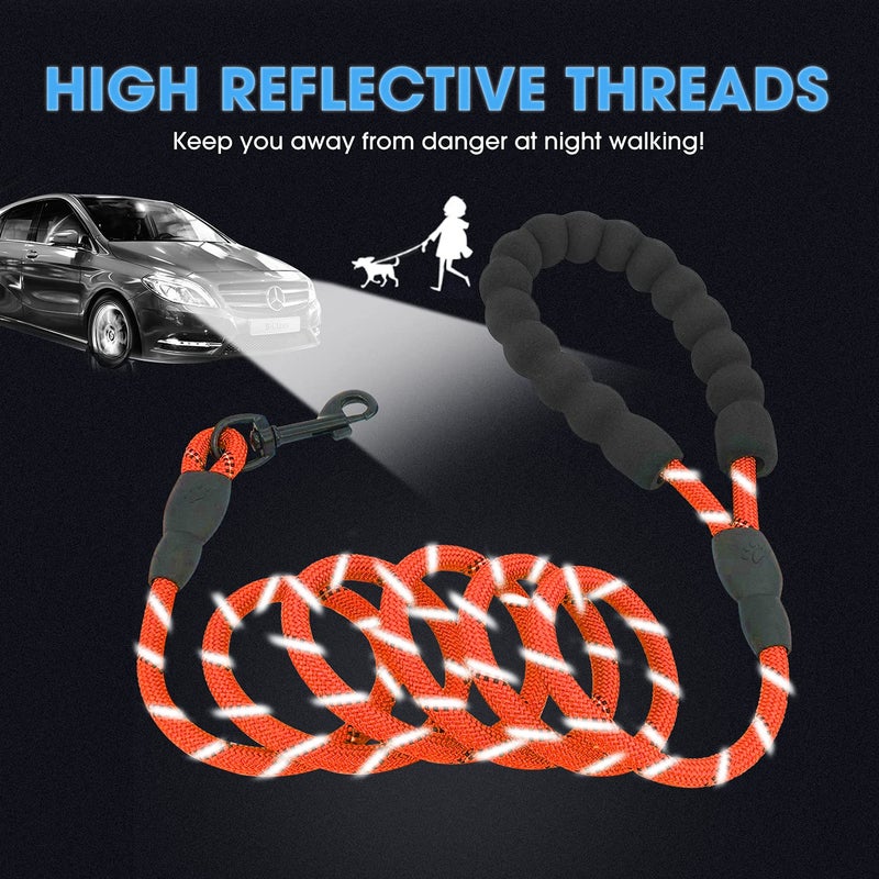 BAAPET 2/4/5/6 FT Dog Leash with Comfortable Padded Handle and Highly Reflective Threads for Small Medium and Large Dogs (5FT-1/3'', Red) - Image 4